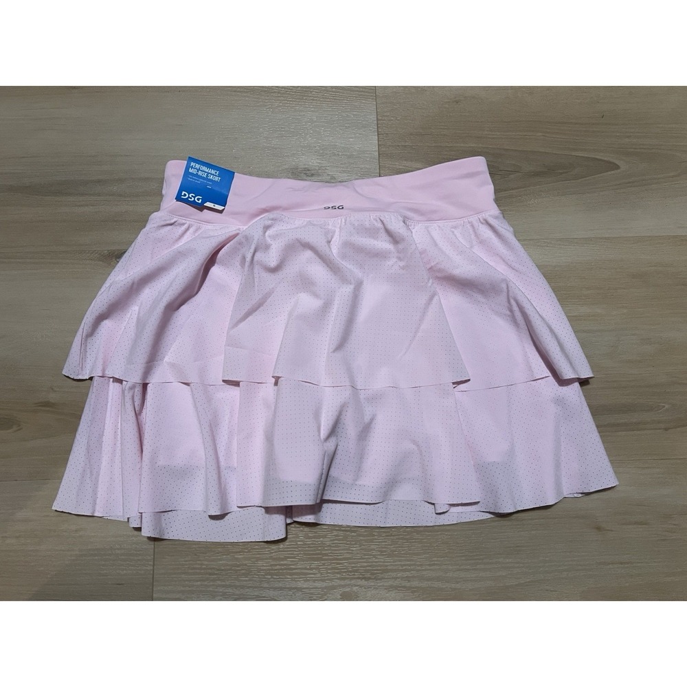 DSG Girls Lightweight Stride Skort Light Pink Perforated Ruffle Youth Size XL - Picture 6 of 6